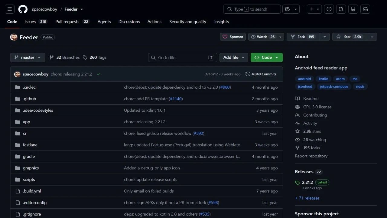 Feeder RSS feed reader