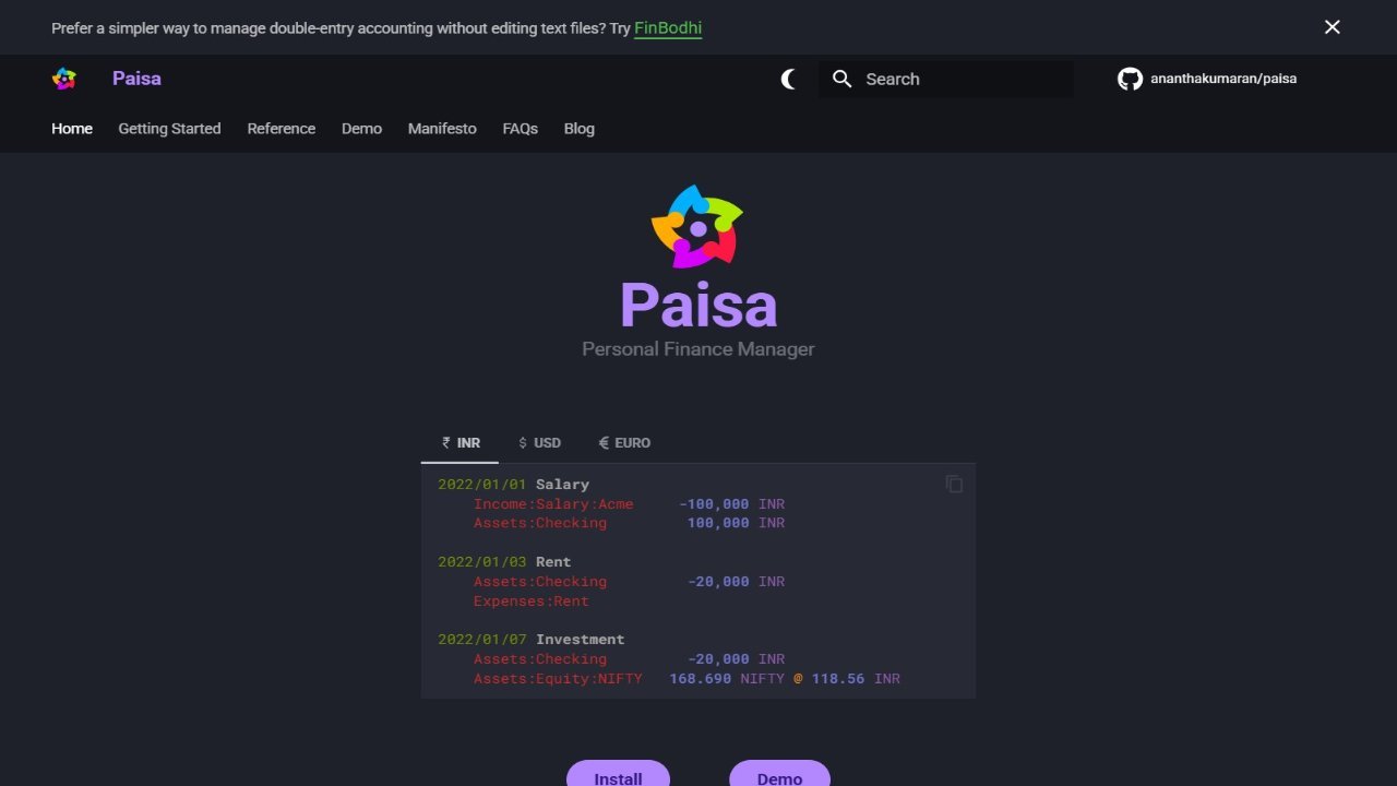 Paisa - Personal Finance Manager