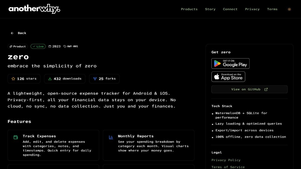 zero: offline expense tracker