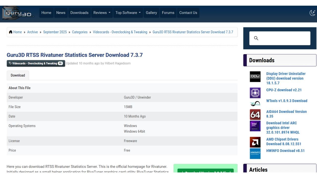 Rivatuner Statistics Server (RTSS)
