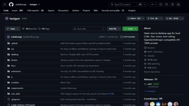 Text generation web UI